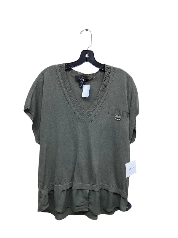 women's tops with embroidery detailsTop Short Sleeve By Ellen Tracy In Green, Size: Xl