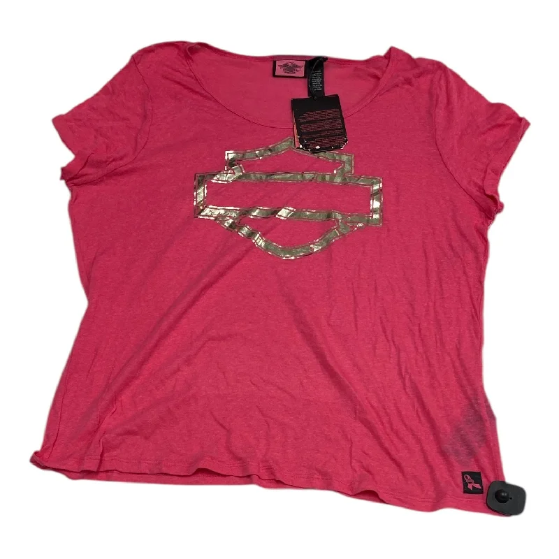 women's tops for those who want to make a fashion statementTop Short Sleeve By Harley Davidson In Pink, Size: 1x