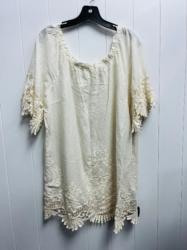 off-the-shoulder women's topsTop Short Sleeve By Indigo Soul In Cream, Size: Xl