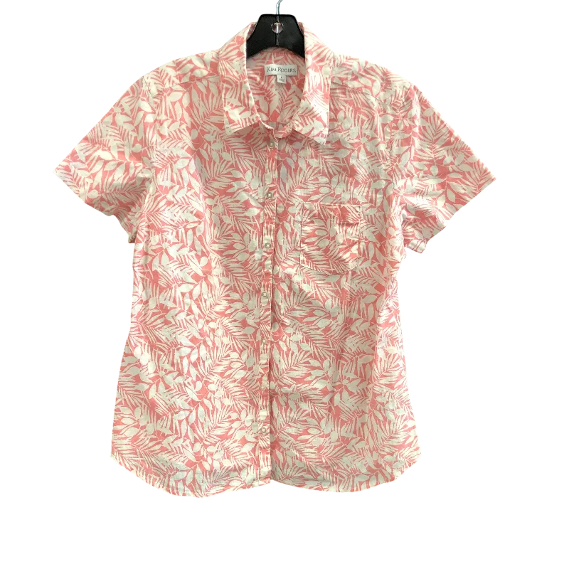 women's tops for those who seek both style and comfortTop Short Sleeve By Kim Rogers In Pink & White, Size: L