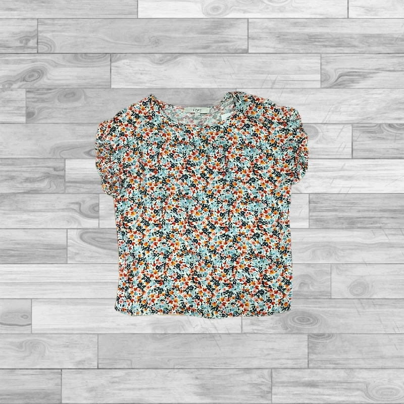 women's tops with cinched waistsTop Short Sleeve By Loft In Floral Print, Size: Xs