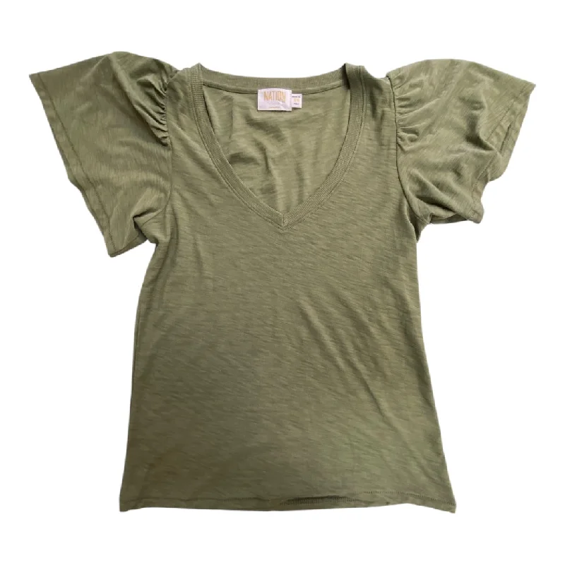 women's tops with sleeveless designsTop Short Sleeve By Nation In Green, Size: Xs