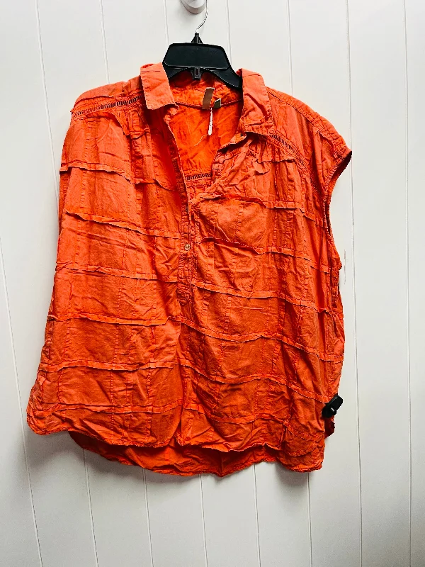 women's tops in solid colorsTop Short Sleeve By Pilcro In Orange, Size: 1x