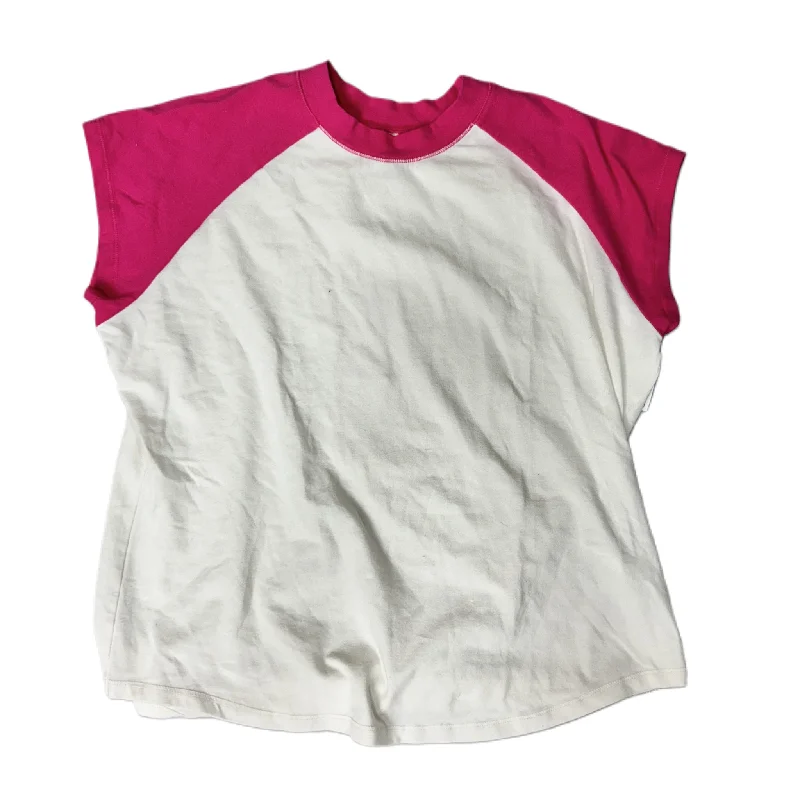 breathable women's tops for summerTop Short Sleeve By Pilcro In Pink & White, Size: Xl