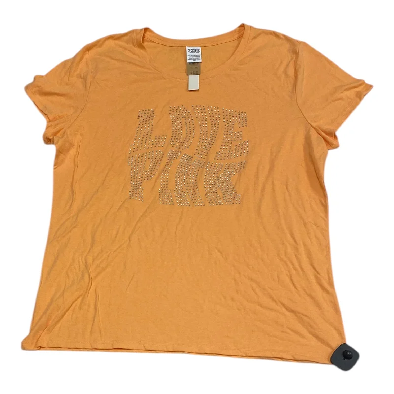 women's tops for those who appreciate subtle and muted tonesTop Short Sleeve By Pink In Orange, Size: Xxl