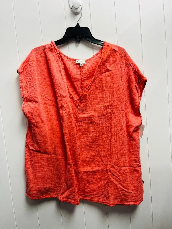 women's tops for smart casual looksTop Short Sleeve By Wonderly In Orange, Size: 3x