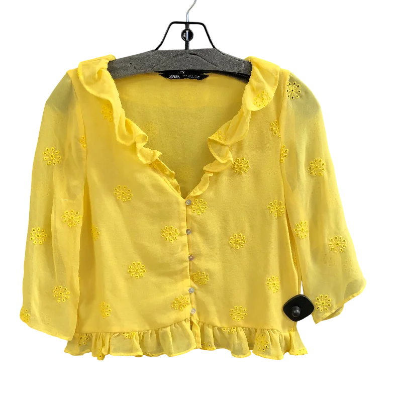 camisoles for womenTop Short Sleeve By Zara In Yellow, Size: S