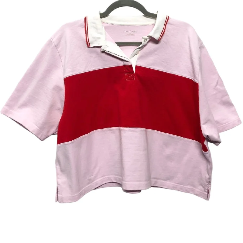 women's tops for vintage fashion enthusiastsTop Short Sleeve Designer By Tory Burch In Pink & Red, Size: L