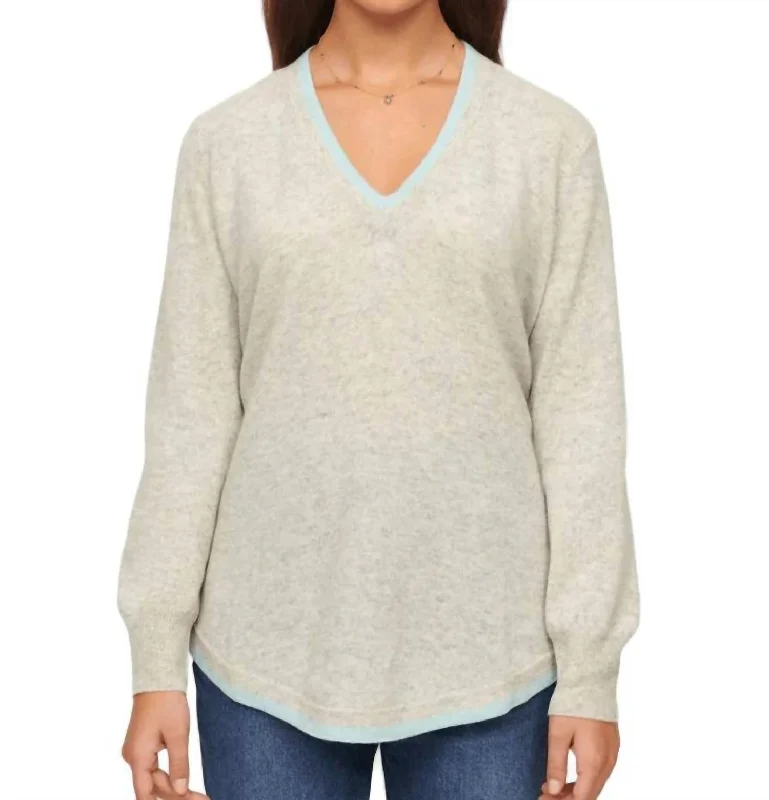 Oversized Patterned Cashmere SweatersZippy Sweater In Pale Grey